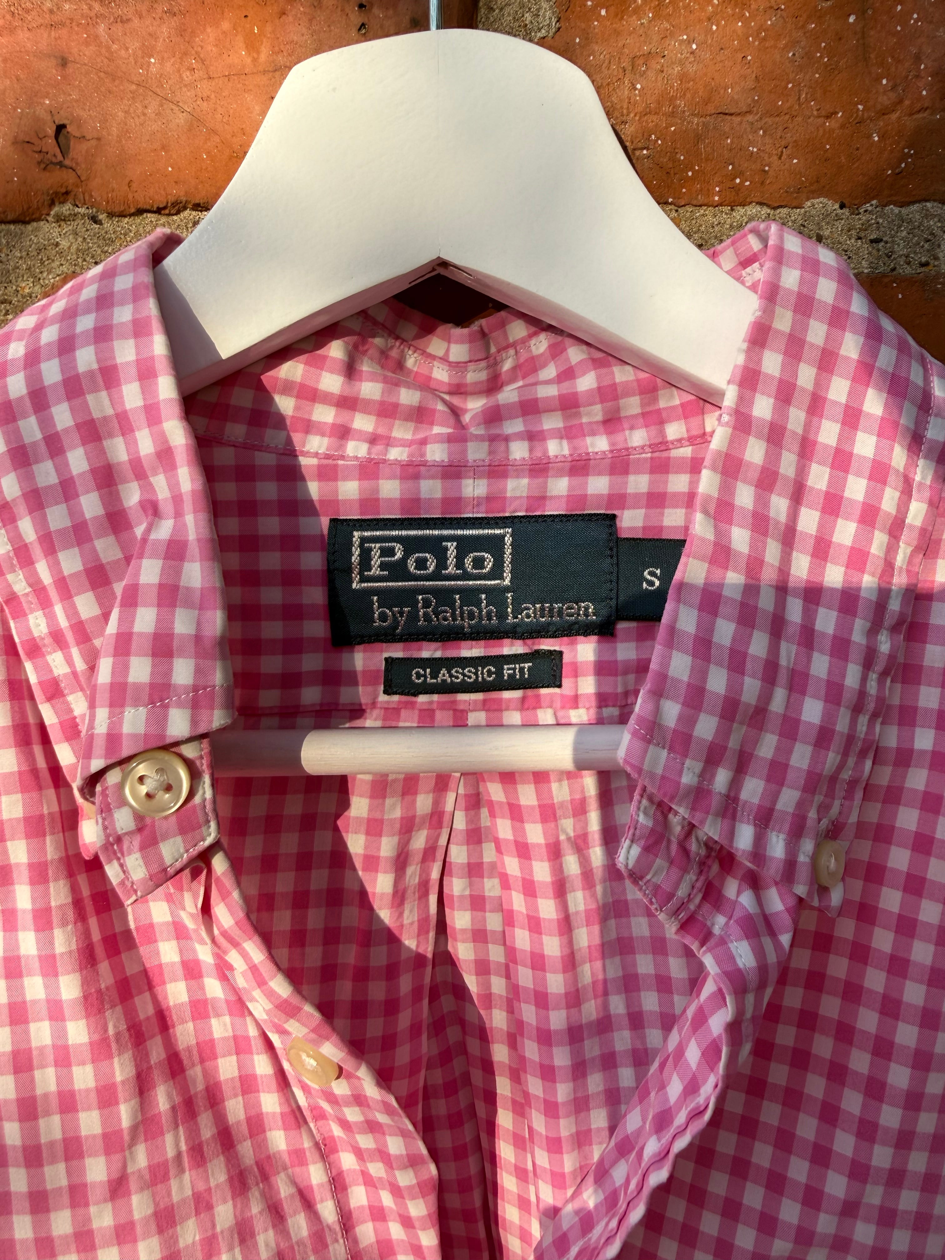 Polo Ralph Lauren re worked crop long sleeve shirt in pink gingham