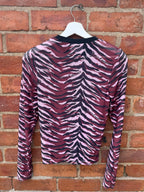 Juicy Couture pink & black mesh tiger print long sleeve top