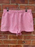Bershka pink & white stripe shorts