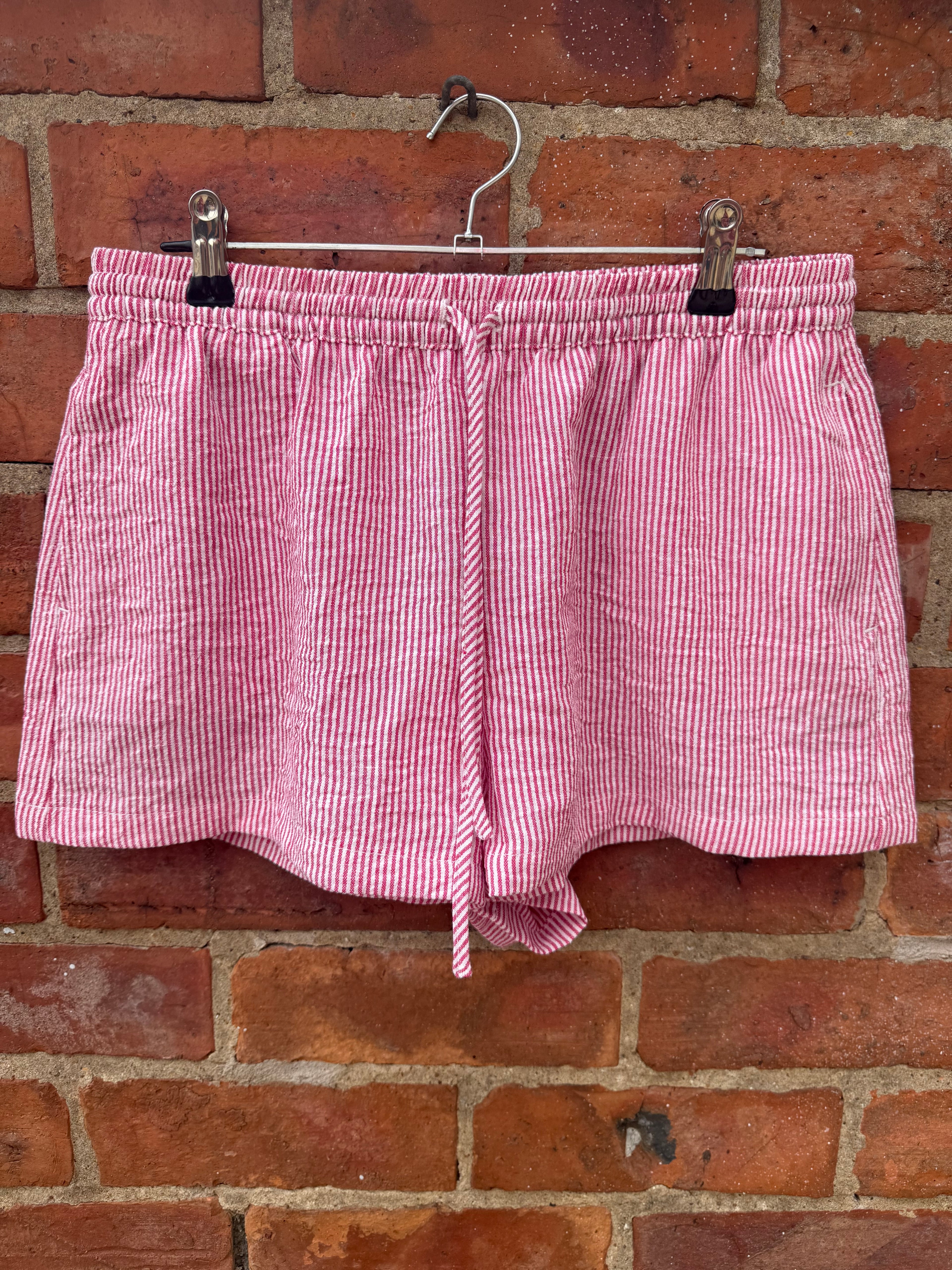 Bershka pink & white stripe shorts
