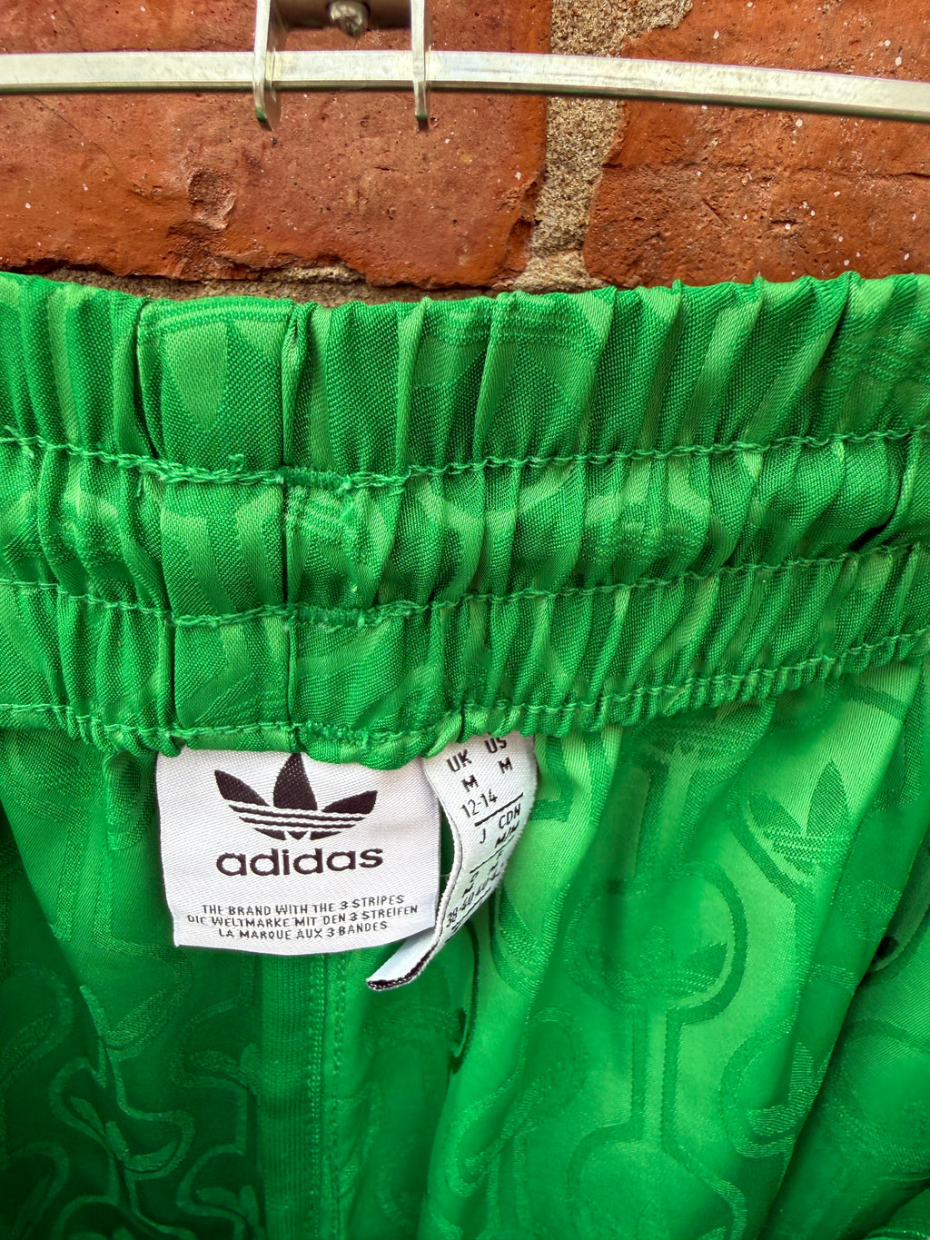 Adidas pink & green pyjama style wide leg tousers