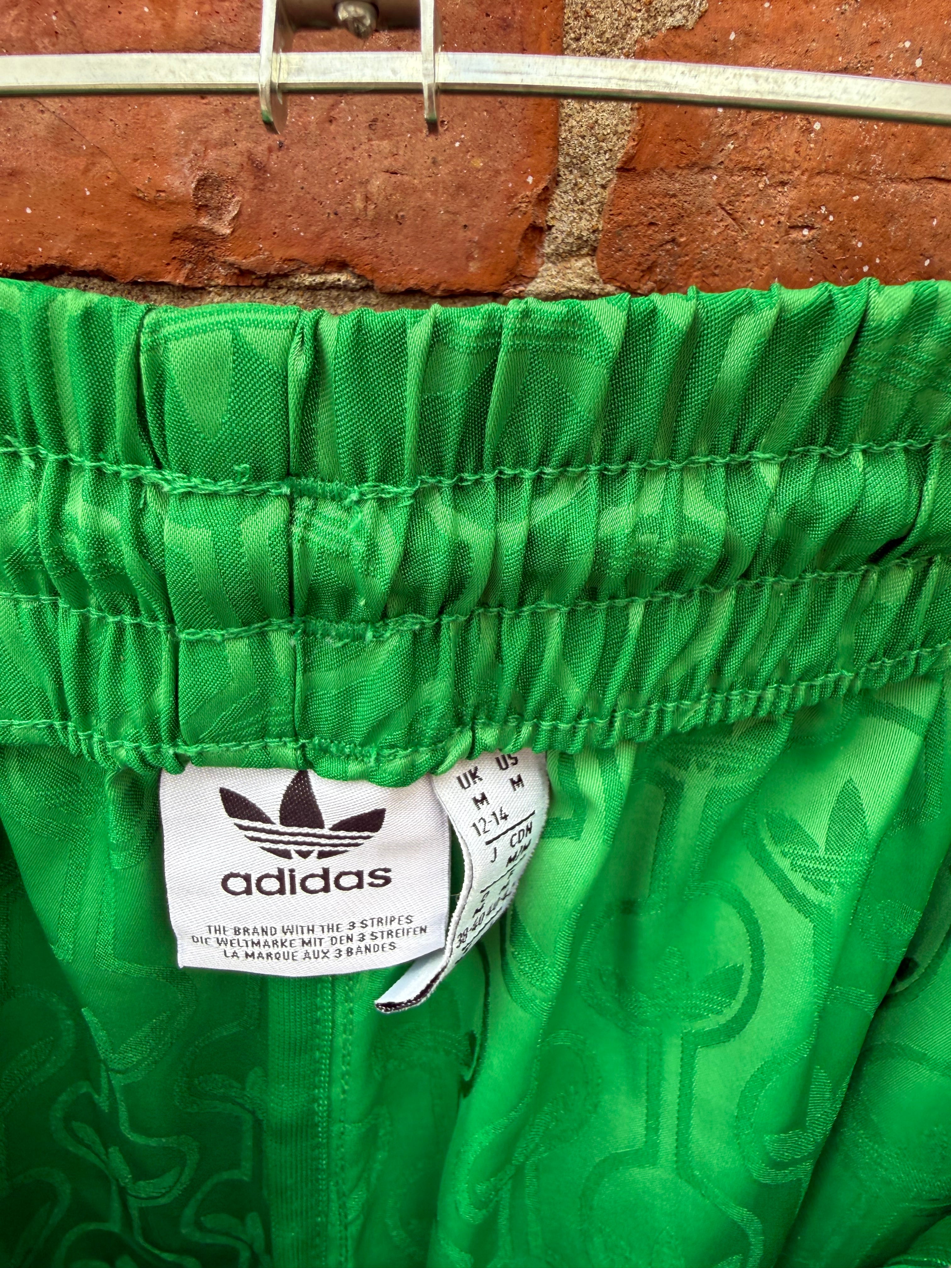 Adidas pink & green pyjama style wide leg tousers