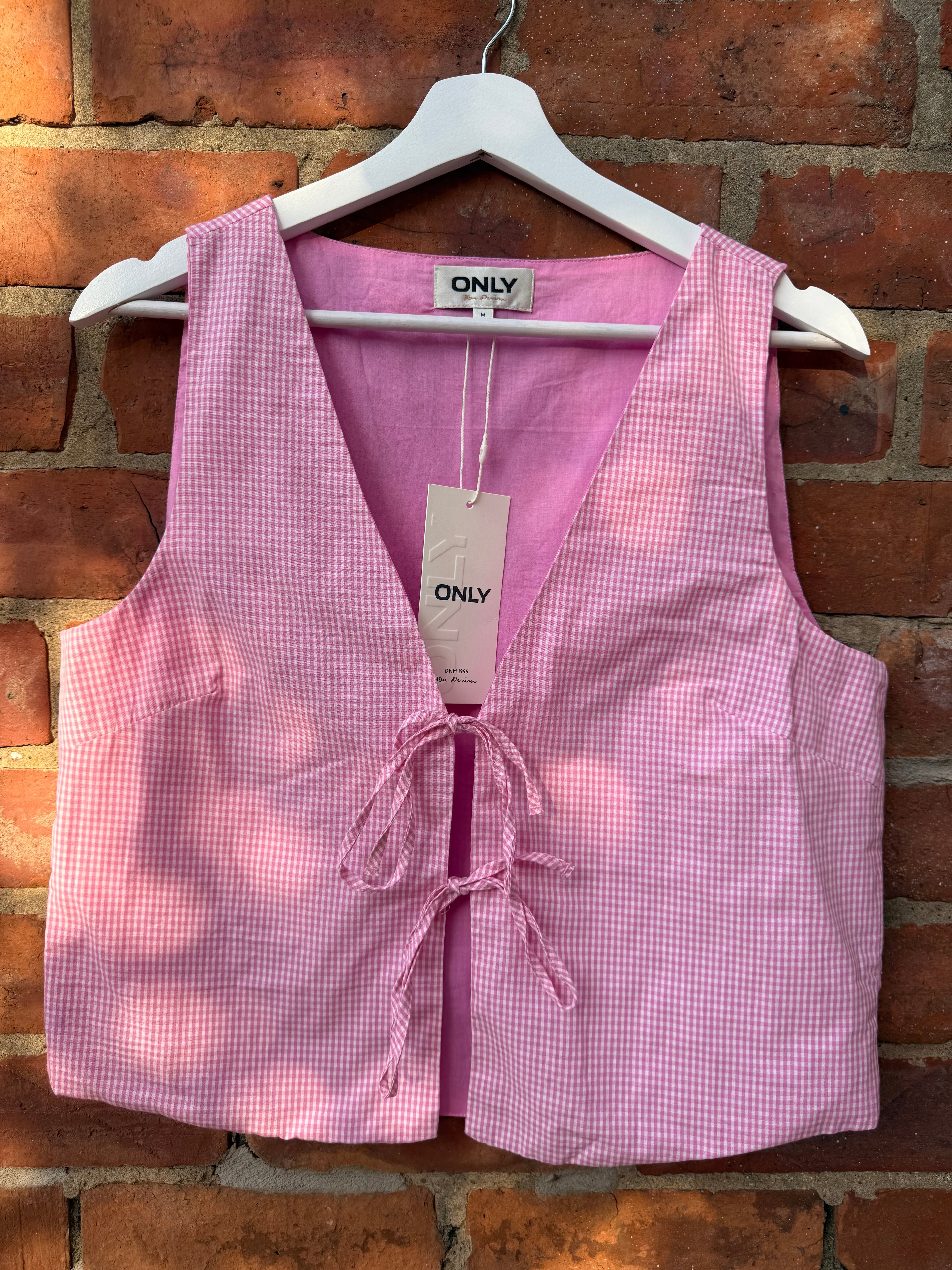 Only tie front top in pink gingham