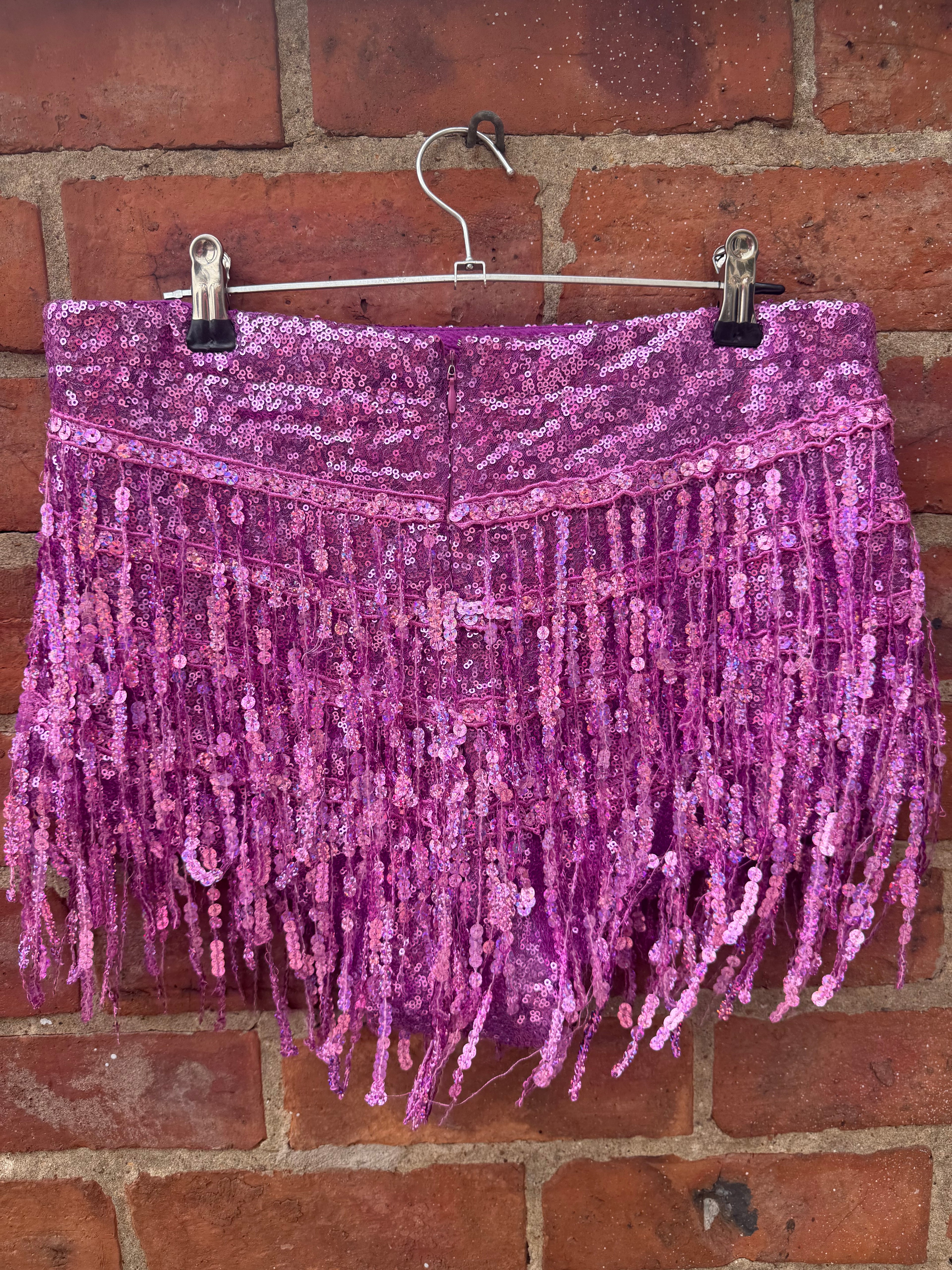 Elsie & Fred La Bamba pink sequin tassel hotpants