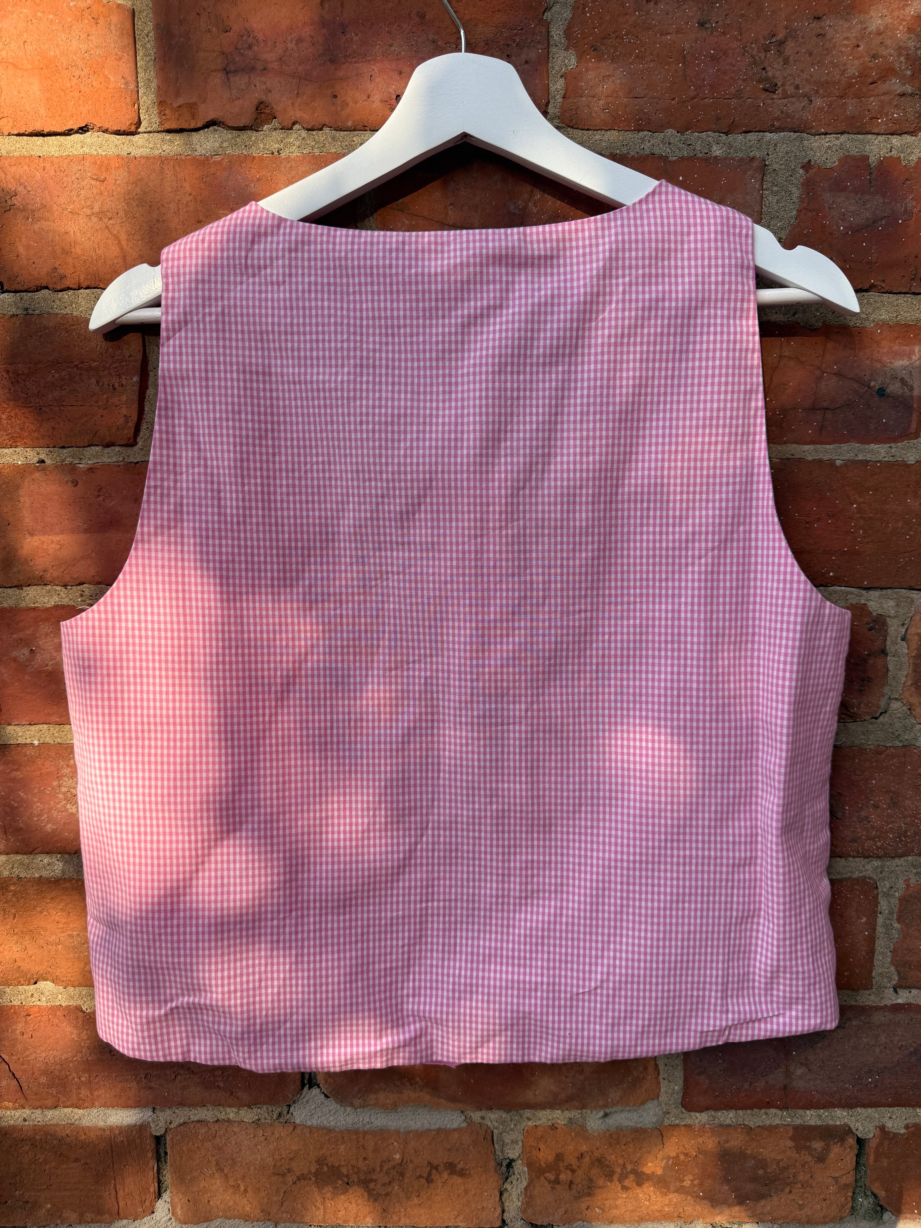 Only tie front top in pink gingham