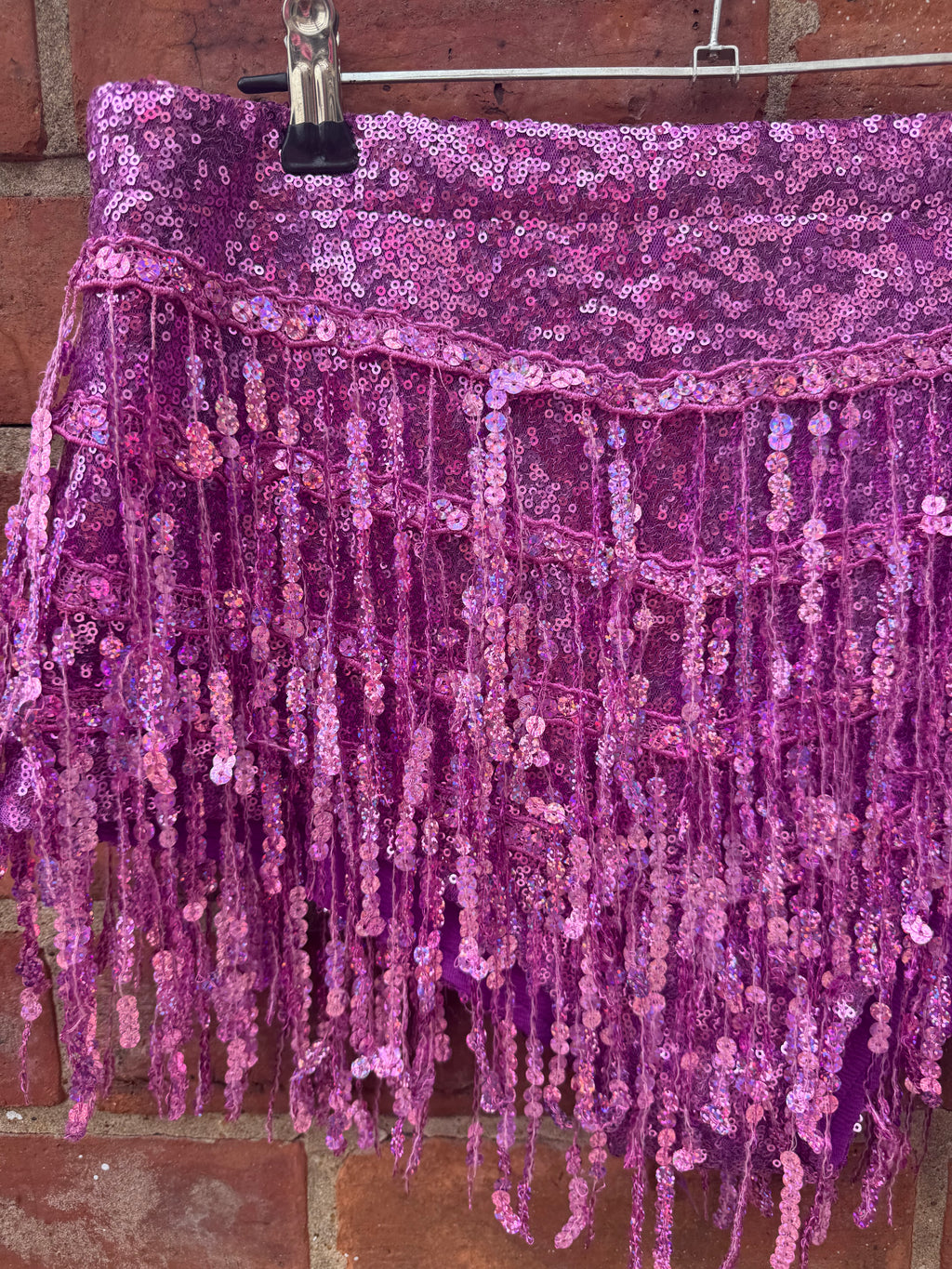 Elsie & Fred La Bamba pink sequin tassel hotpants