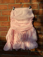 Pretty little thing bandeau ruched puffball mini dress in pink - size 12