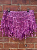 Elsie & Fred La Bamba pink sequin tassel hotpants