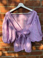 Zara striped blouse with puff sleeves and bow
