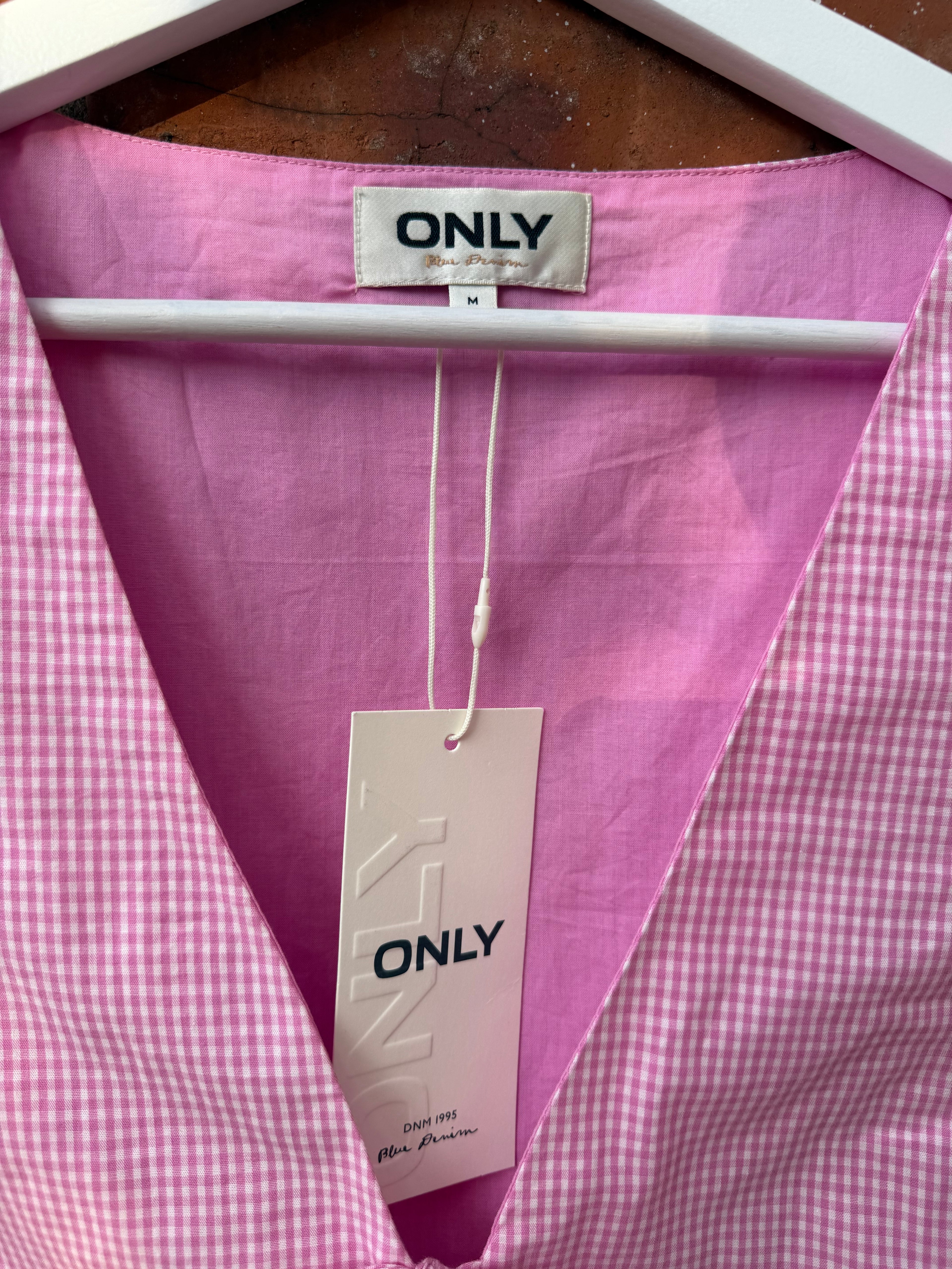 Only tie front top in pink gingham