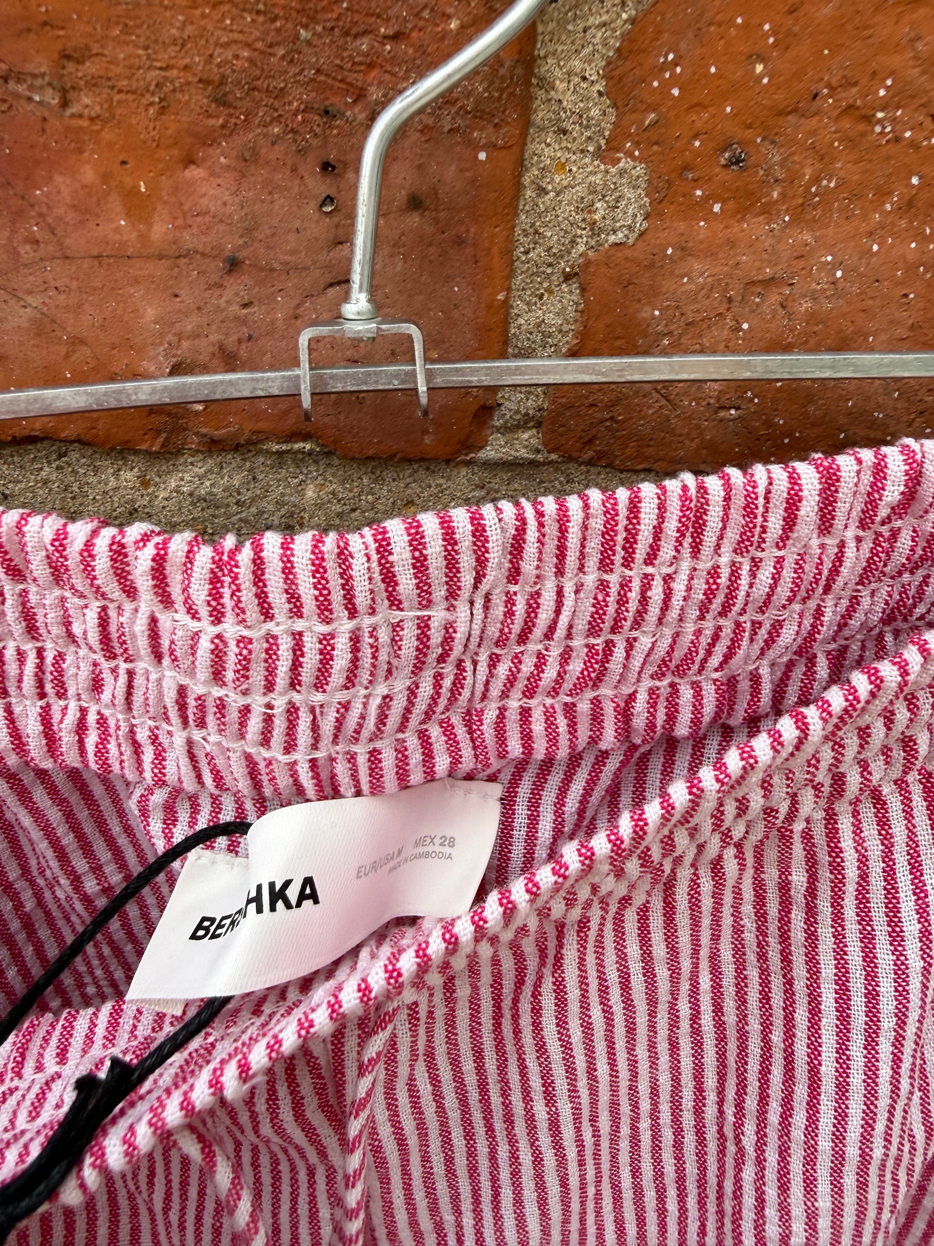 Bershka pink & white stripe shorts