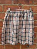 Beige Check elasticated waist Mini Skirt