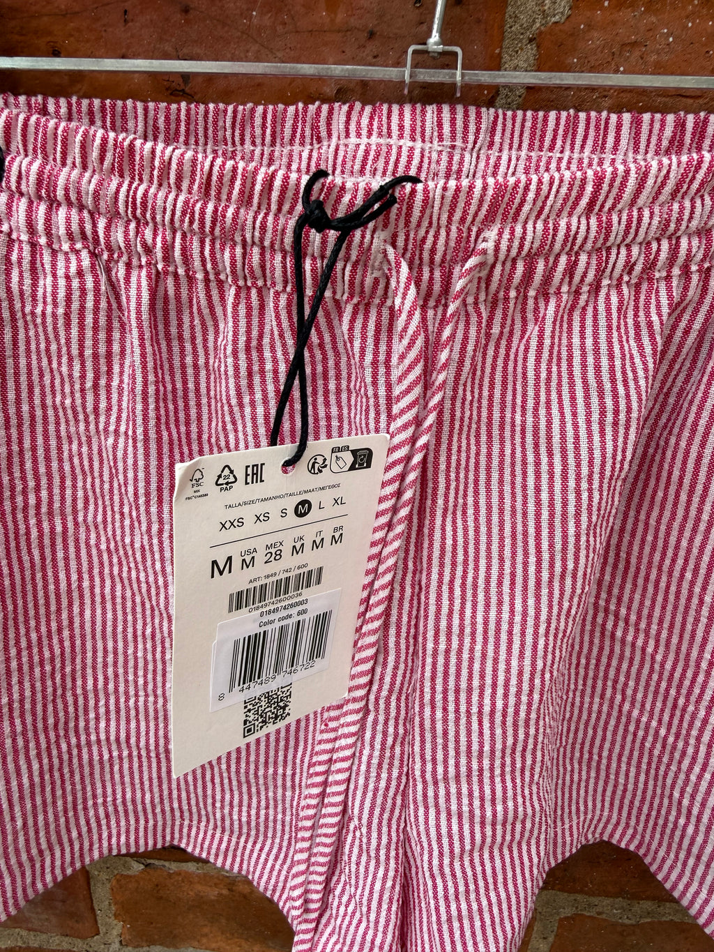 Bershka pink & white stripe shorts