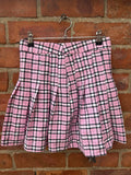 Pink Check Pleated Mini Skirt