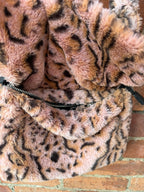 Topshop pink fluffy leopard print shoulder bag