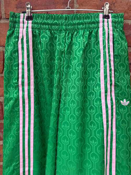 Adidas pink & green pyjama style wide leg tousers