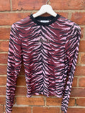 Juicy Couture pink & black mesh tiger print long sleeve top