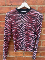 Juicy Couture pink & black mesh tiger print long sleeve top
