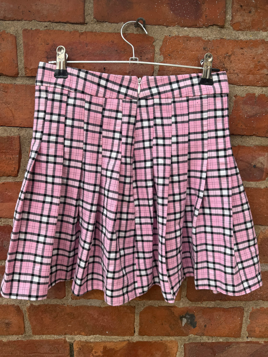 Pink Check Pleated Mini Skirt