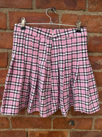 Pink Check Pleated Mini Skirt