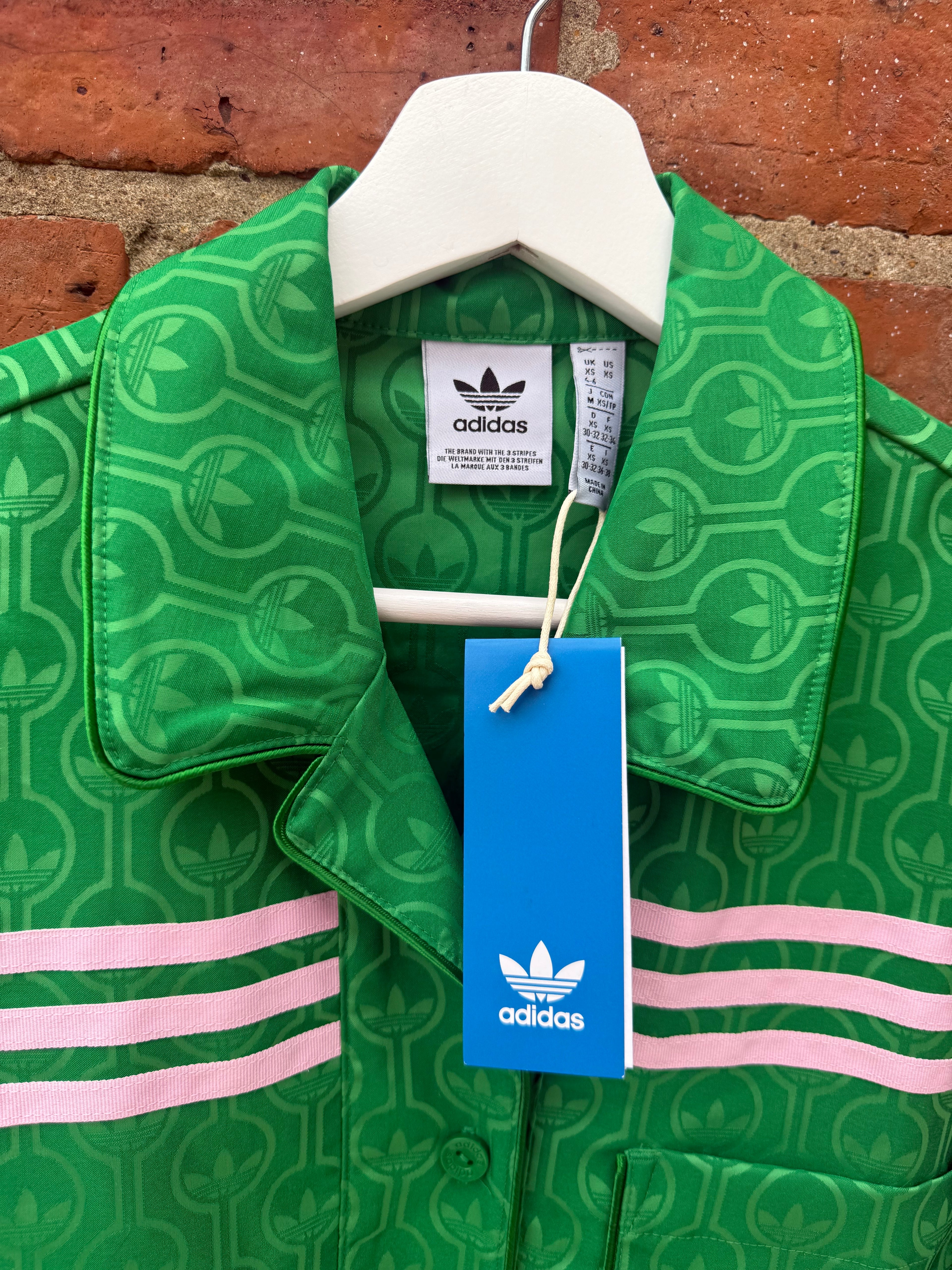 Adidas pink & green pyjama style shirt