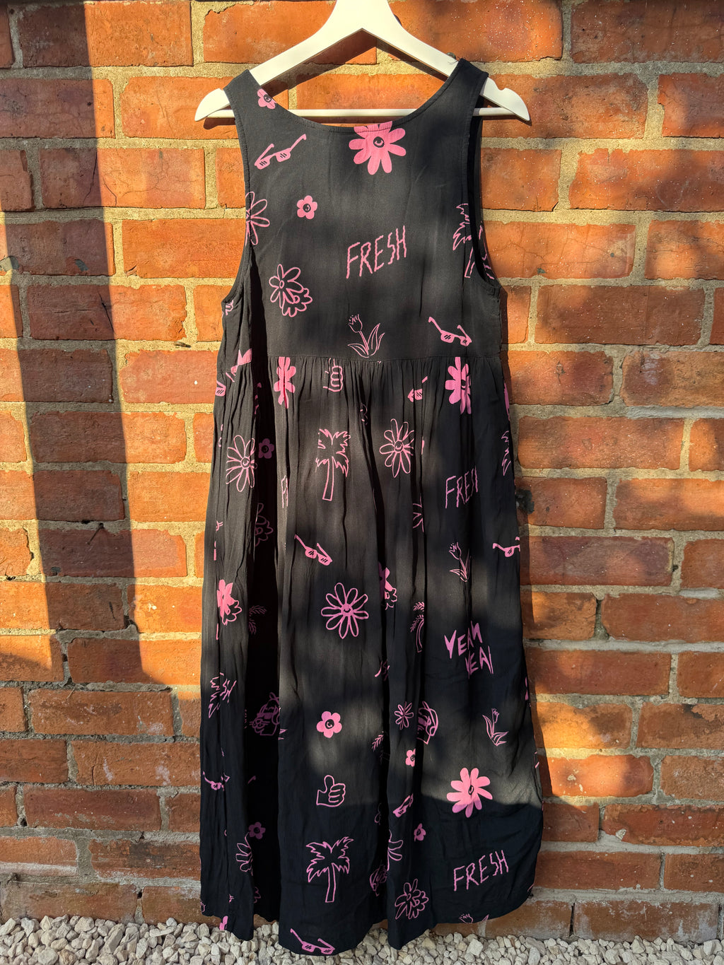 Collusion Black & pink printed midi dress