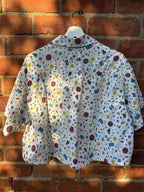 Benetton white multi aztec cropped shirt