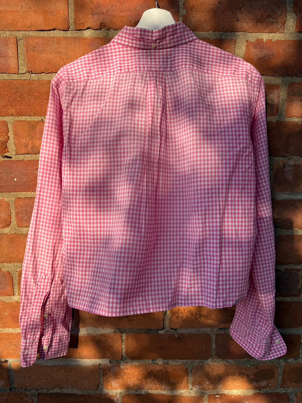 Polo Ralph Lauren re worked crop long sleeve shirt in pink gingham