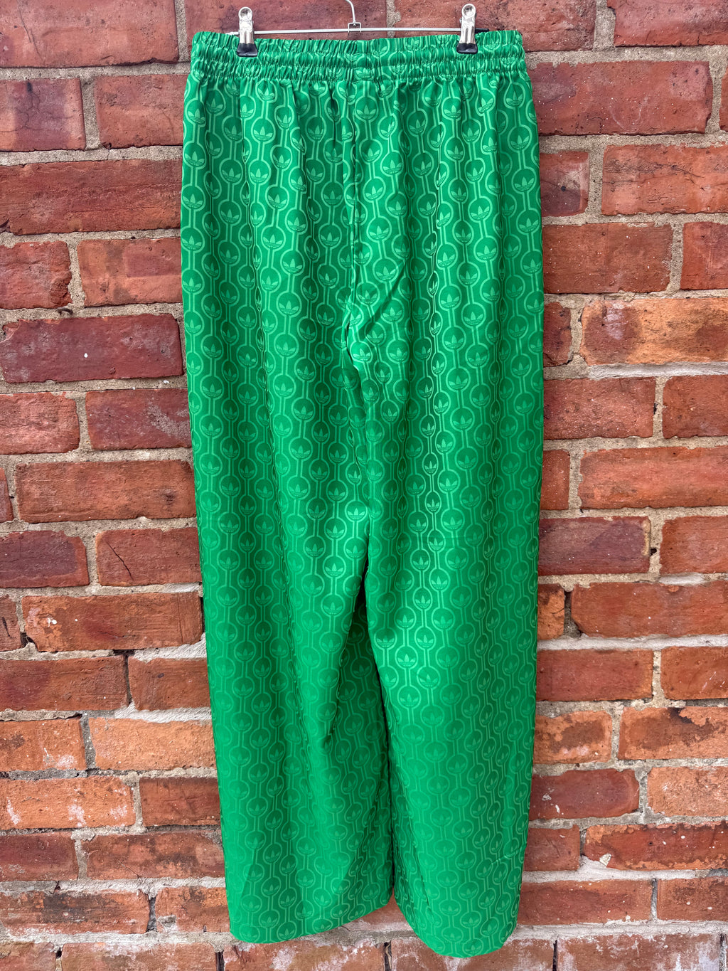 Adidas pink & green pyjama style wide leg tousers