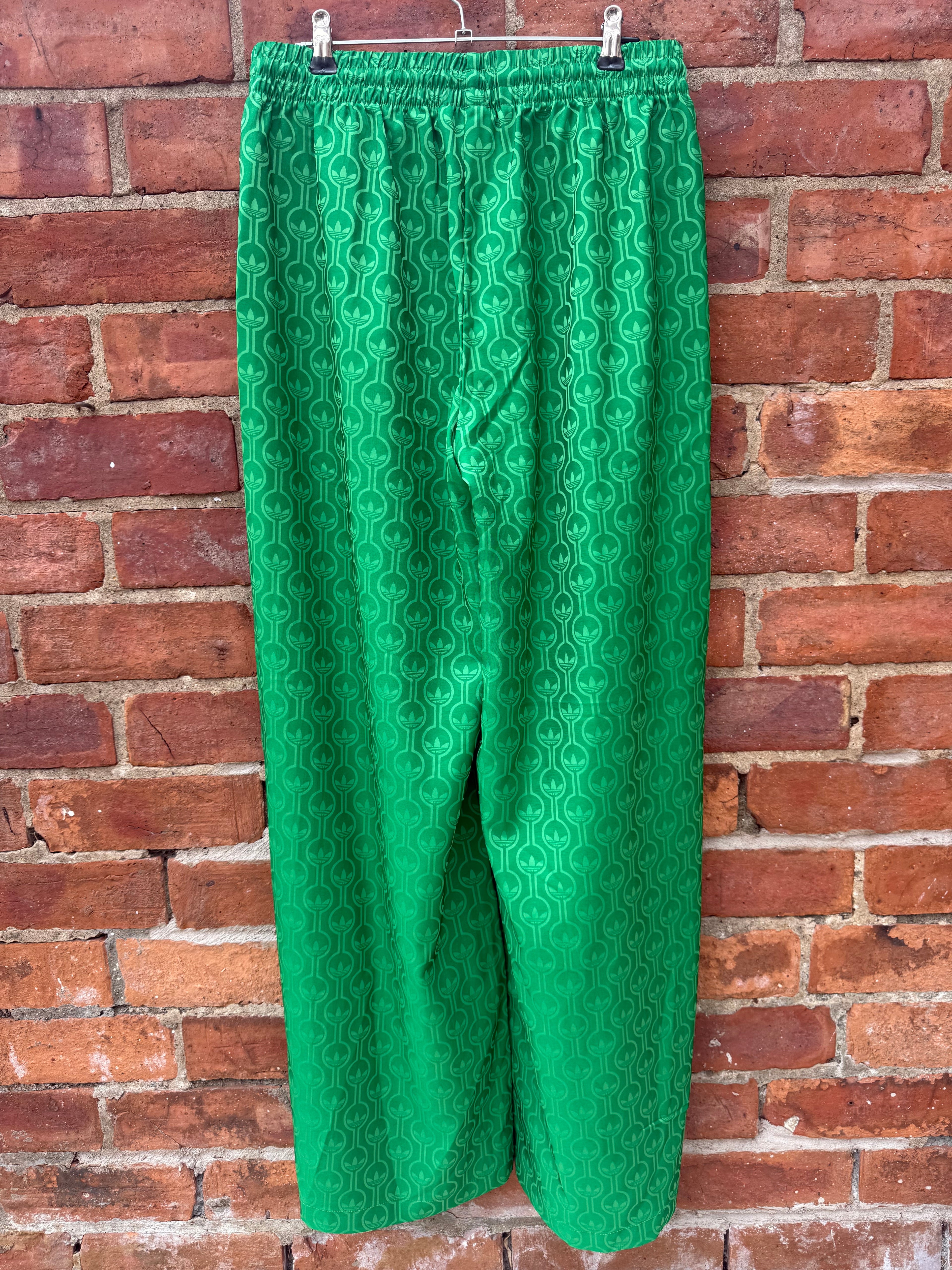 Adidas pink & green pyjama style wide leg tousers
