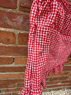 Zara gingham gathered top in re & white