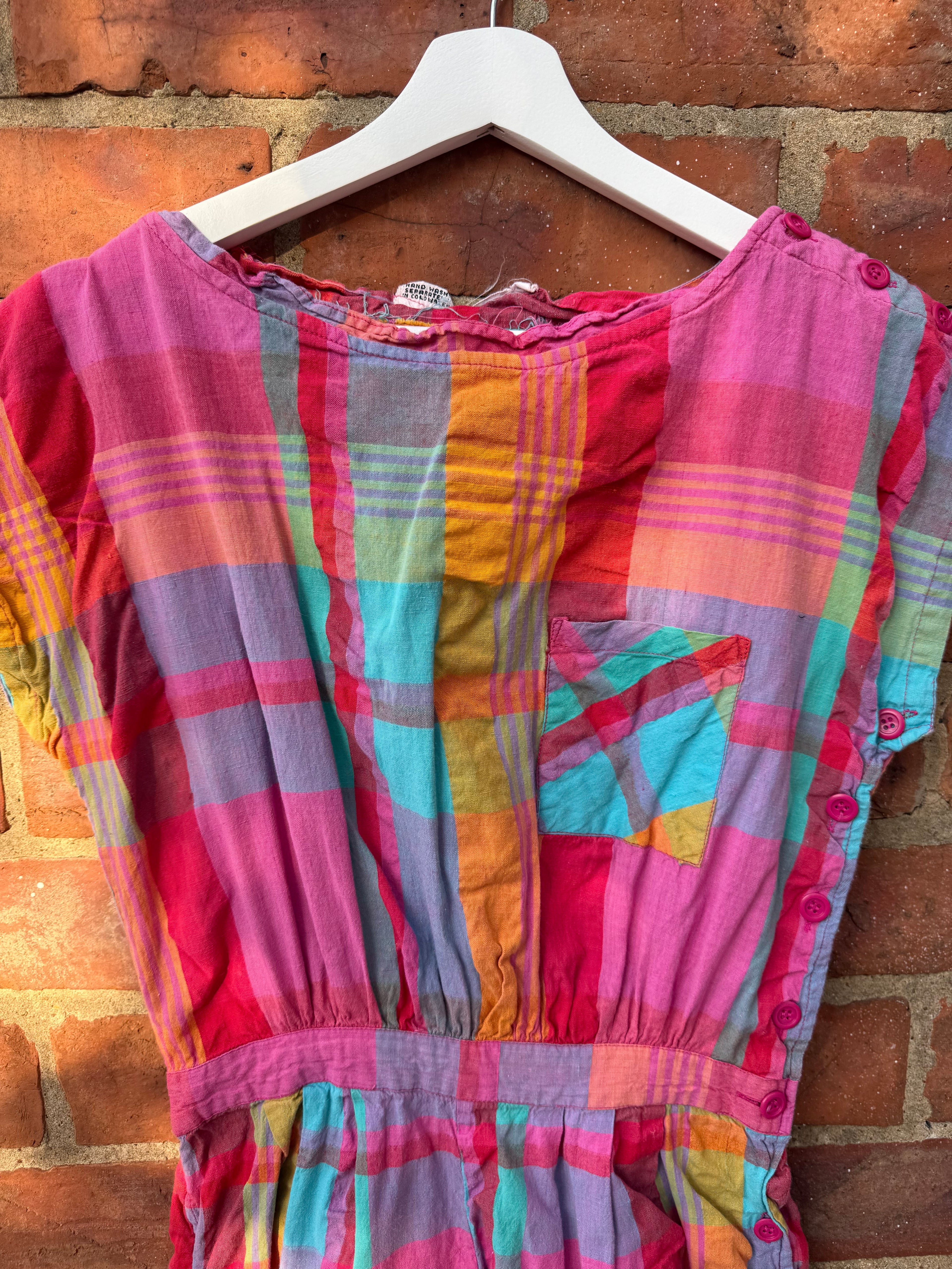 Adonis Vintage multicolored check playsuit