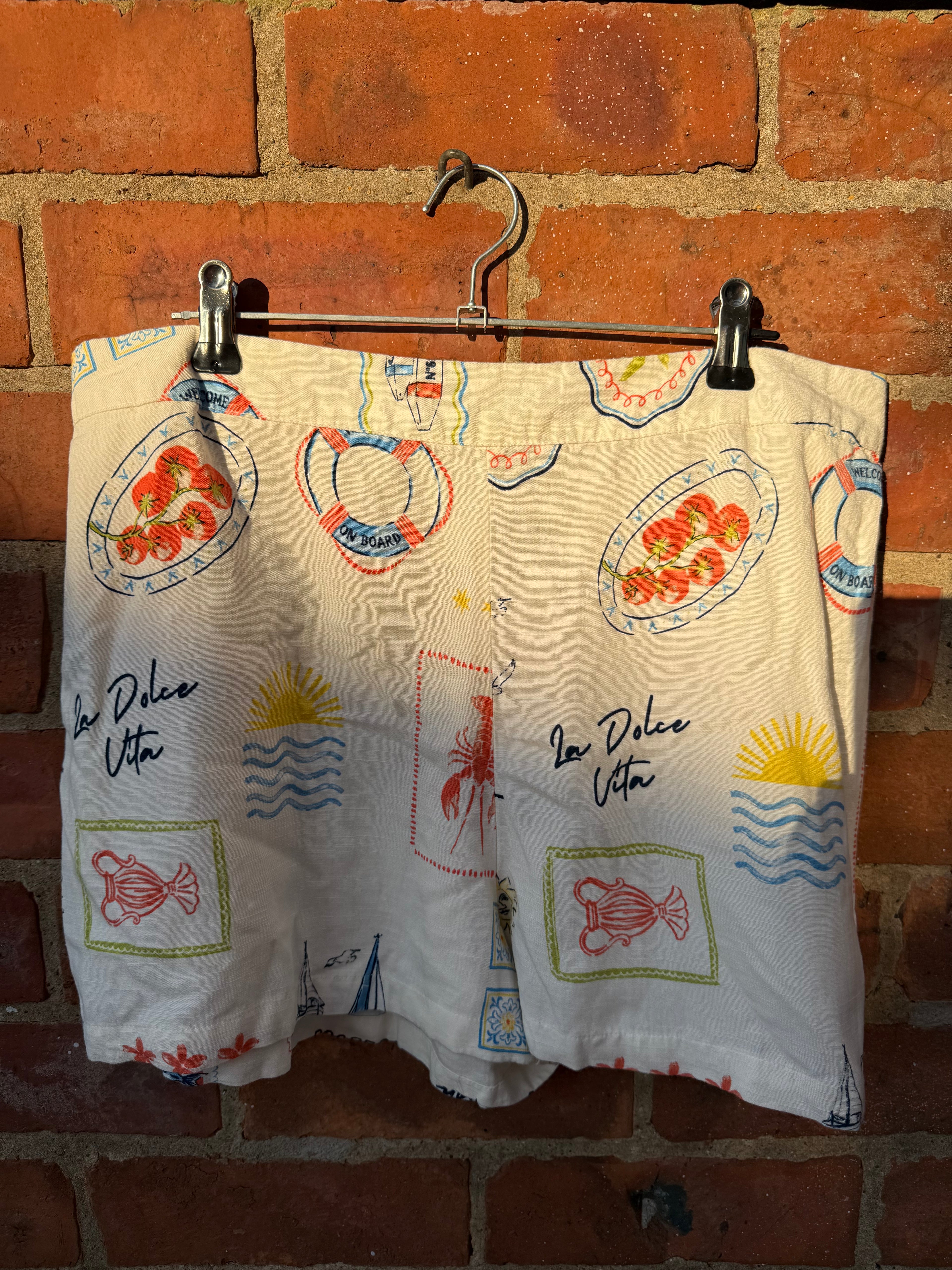 Primark mediterranean print linen shorts