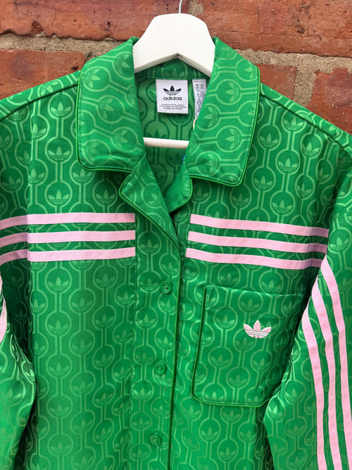 Adidas pink & green pyjama style shirt