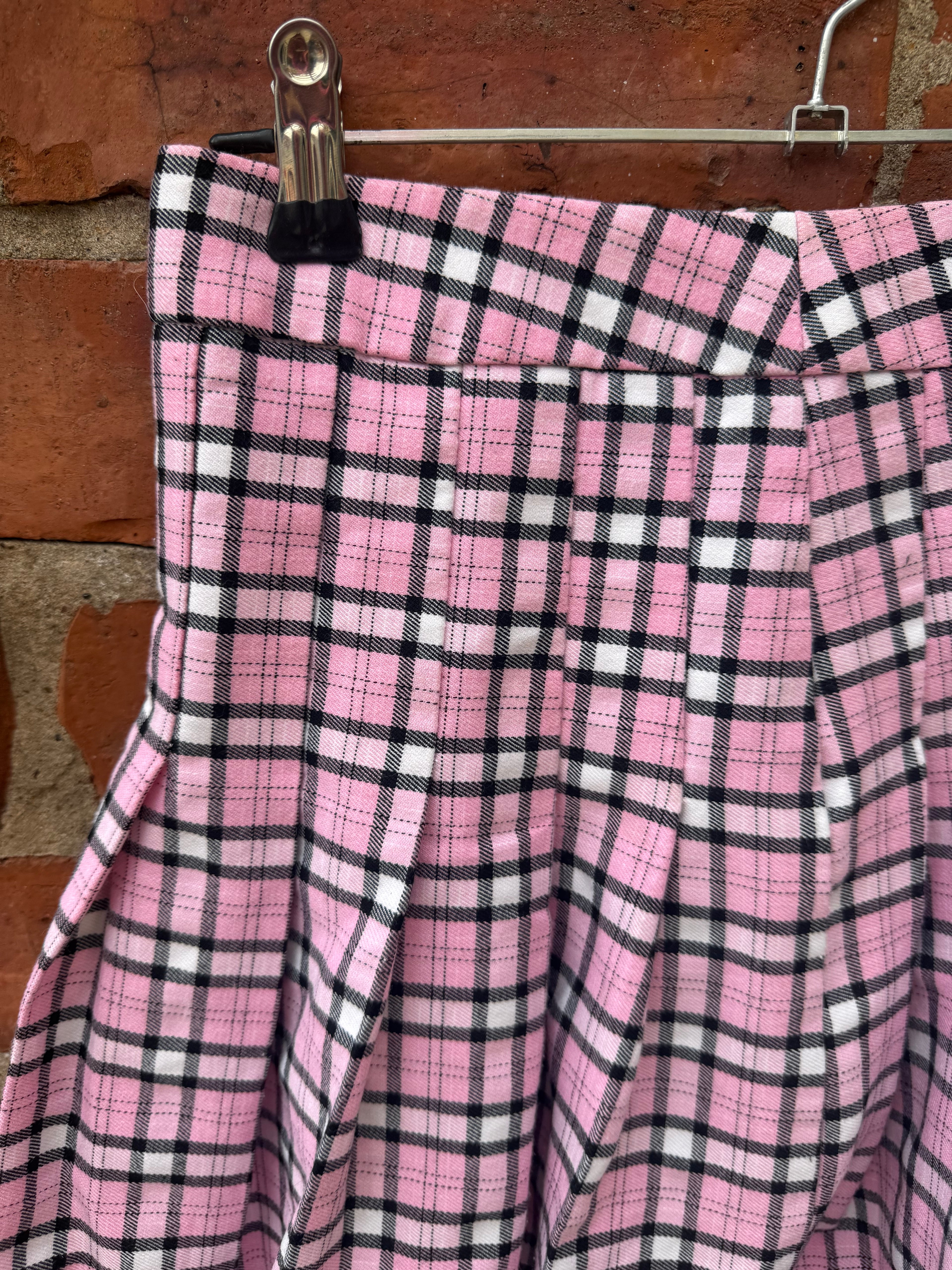 Pink Check Pleated Mini Skirt