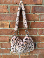 Topshop pink fluffy leopard print shoulder bag